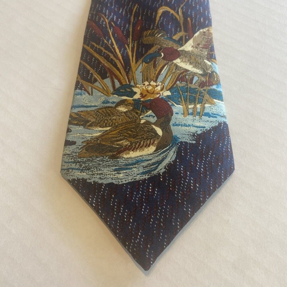 RUFF HEWN The American Wear Men’s Neck tie Blue With Mallard Ducks 3.75 X 56